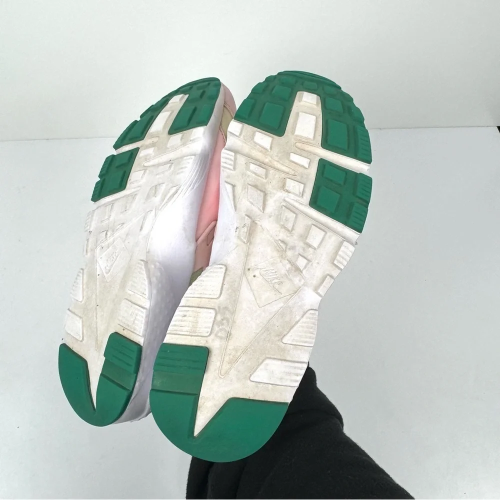 Nike Air Kids Sz 7Y Huarache Run Se GS Athletic Sneakers Pink/Green Retro Shoes